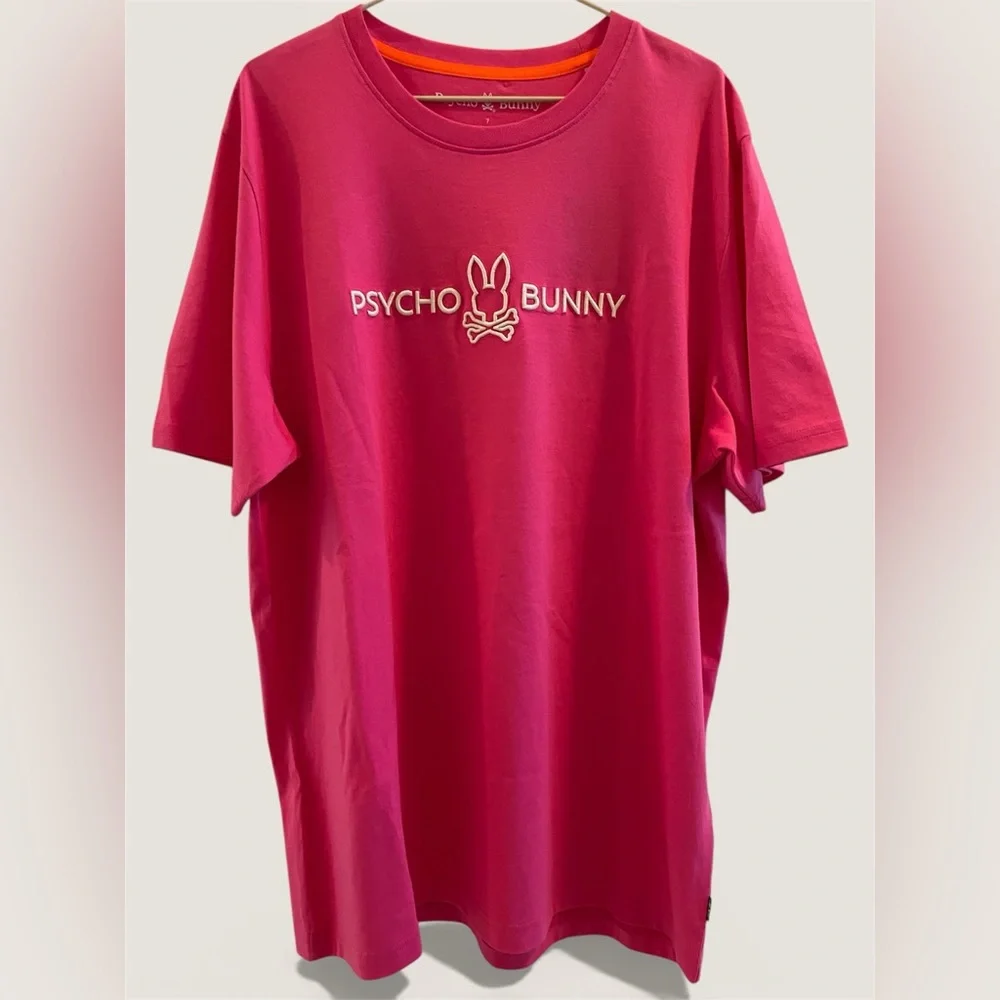 Psycho Bunny Fuchsia Men’s Classic Crew Neck T-Shirt with Logo (Size 7-XL) - Picture 2 of 5